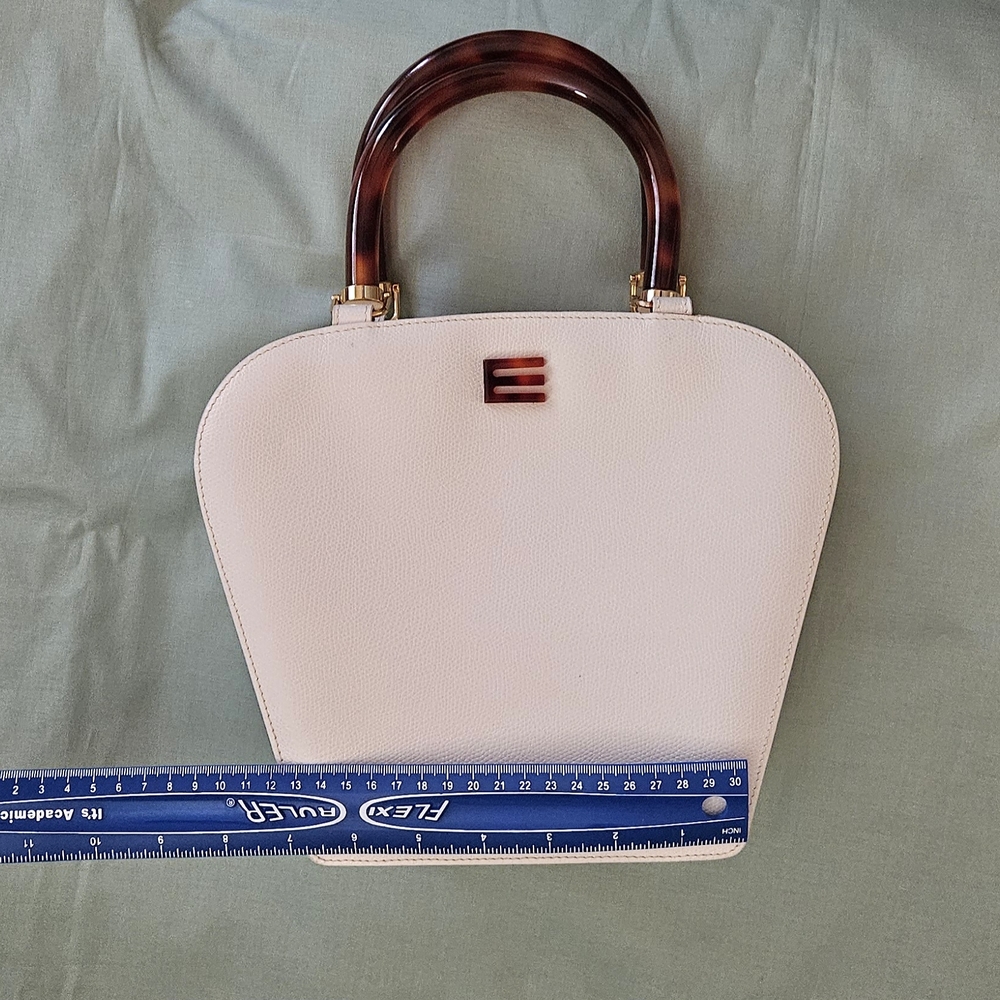 Etro Off-White Leather High-End Luxury Designer Double Handle Handbag (EXCELLENT - Picture 14 of 15